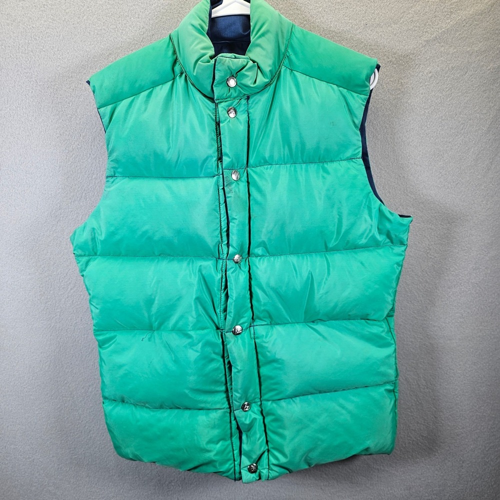 Gerry Puffer Vest Reversible‎ Green Blue Down Insulated Outdoor Layer
